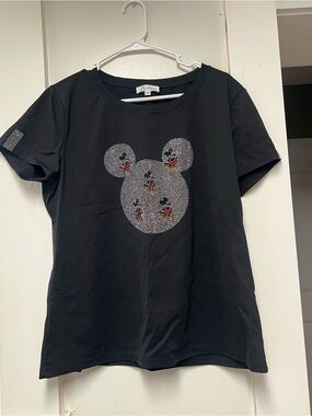 Black Short-Sleeve Sparkle Mouse Tee